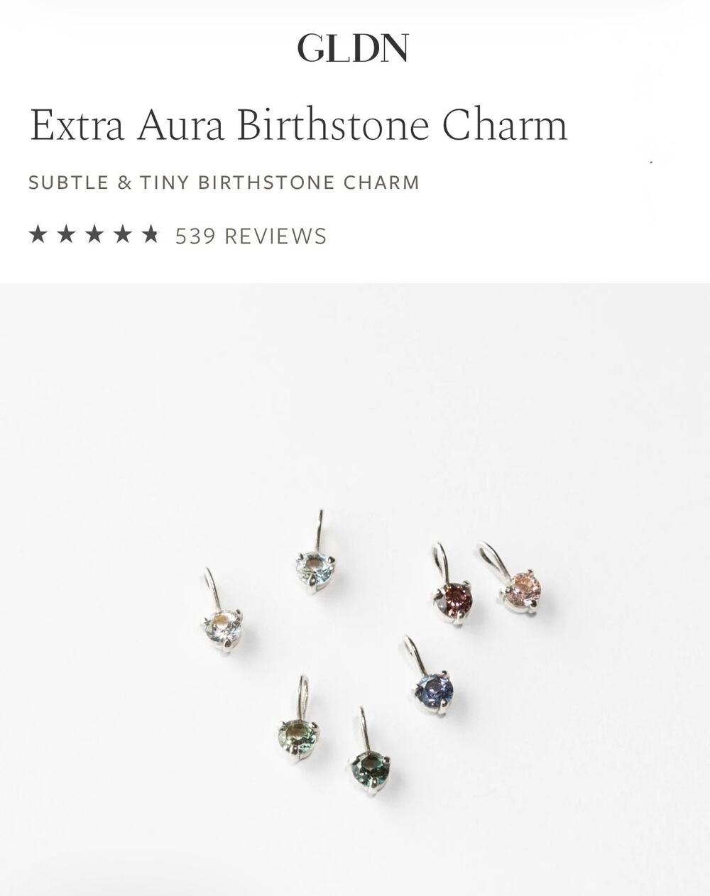 GLDN Aura May Birthstone Charm Pendant Sterling Silver Emerald Green